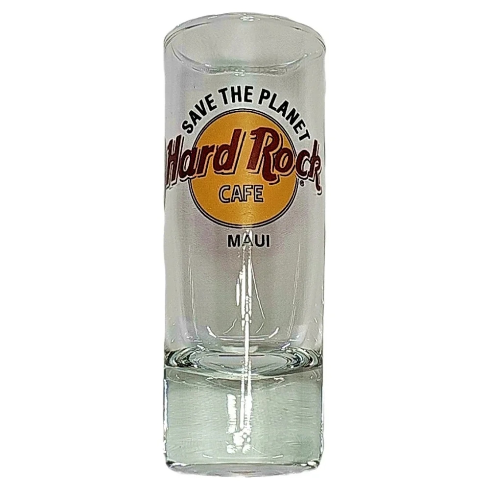 Vintage Hard Rock Cafe Maui Shooter Glass 4.5in Clear Save Planet Barware Retro